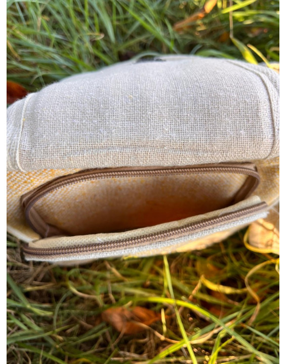 Ethno kabelka z konope - žlto biela